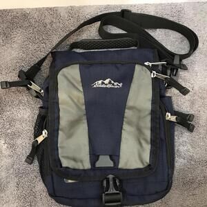 Eddie Bauer Messenger Bag  Blue /Black Shoulder Strap Pockets Rugged 9x9x3